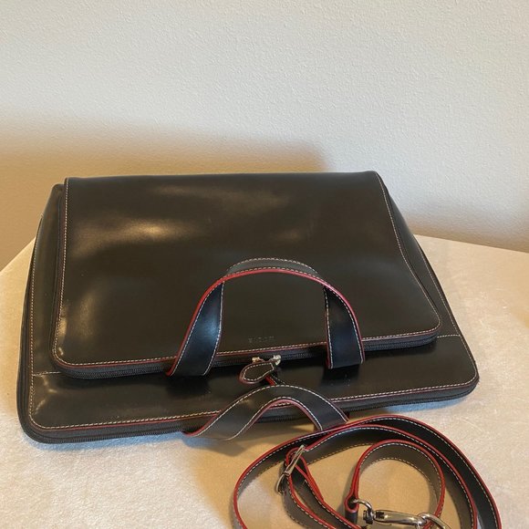 Lodis Black Leather Slim Laptop or Tablet Case/Tote - Picture 11 of 13